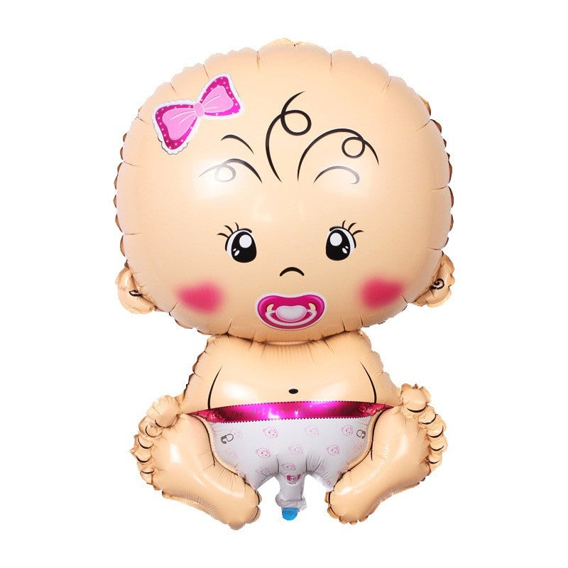 Balon din Folie Metalizata, Vivimall, Figurina Fetita, Tema Botez, 73x48 cm, Ambalaj Individual, Pai Inclus, Umflare cu Aer sau Heliu, Roz - vivimall.ro