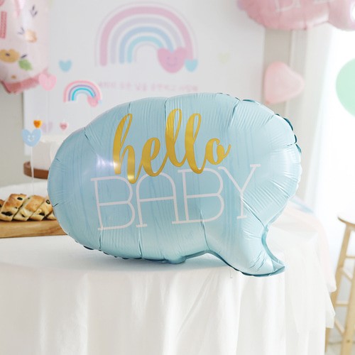 Balon din Folie Metalizata, Vivimall, Figurina Norisor, Tema Hello Baby , 59x50 cm, Ambalaj Individual, Pai Inclus, Umflare cu Aer sau Heliu, Albastru - vivimall.ro