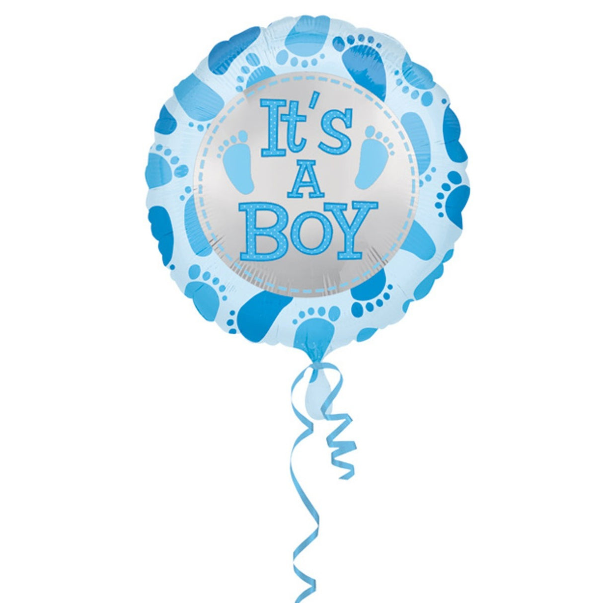 Balon din Folie Metalizata, Vivimall, Figurina Rotunda, Model It's a Boy, Tema Gender Reveal, 45 cm, Ambalaj Individual, Pai Inclus, Umflare cu Aer sau Heliu, Albastru - vivimall.ro