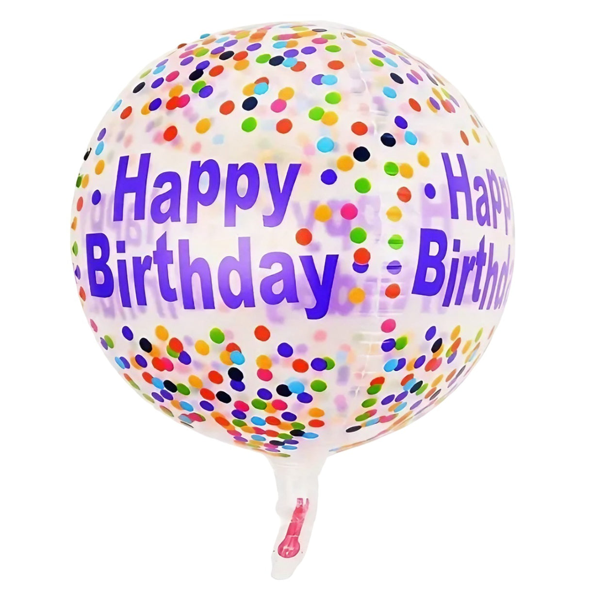 Balon din Folie Metalizata, Vivimall, Figurine 4D, Model Happy Birthday, Tematica Aniversara Bombonele, 63x24 cm, Ambalaj Individual, Pai Inclus, Umflare cu Aer sau Heliu, Mov-Multicolor - vivimall.ro