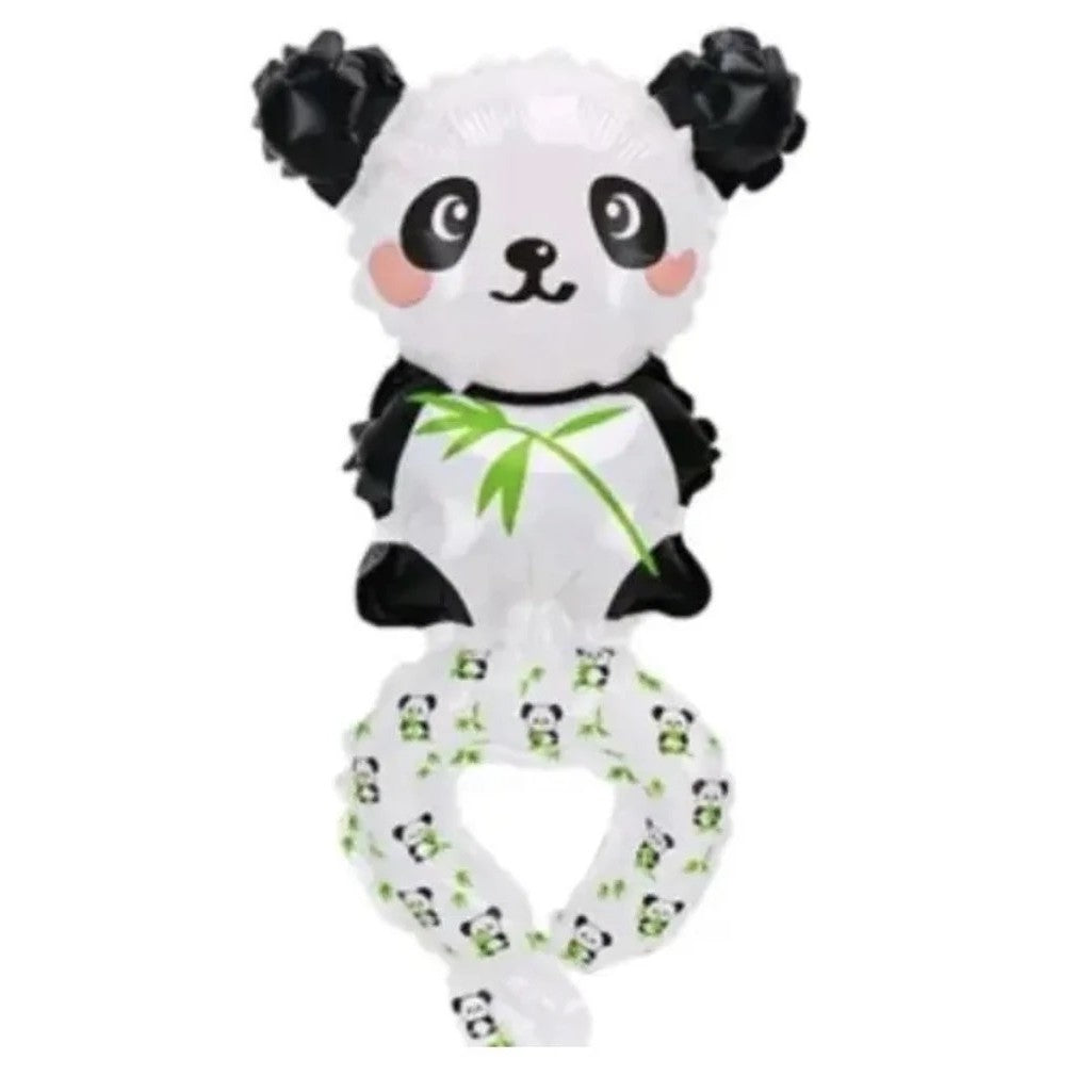 Detaliu supapă balon folie metalizată Panda, compatibil umflare cu aer sau heliu, model Vivimall
