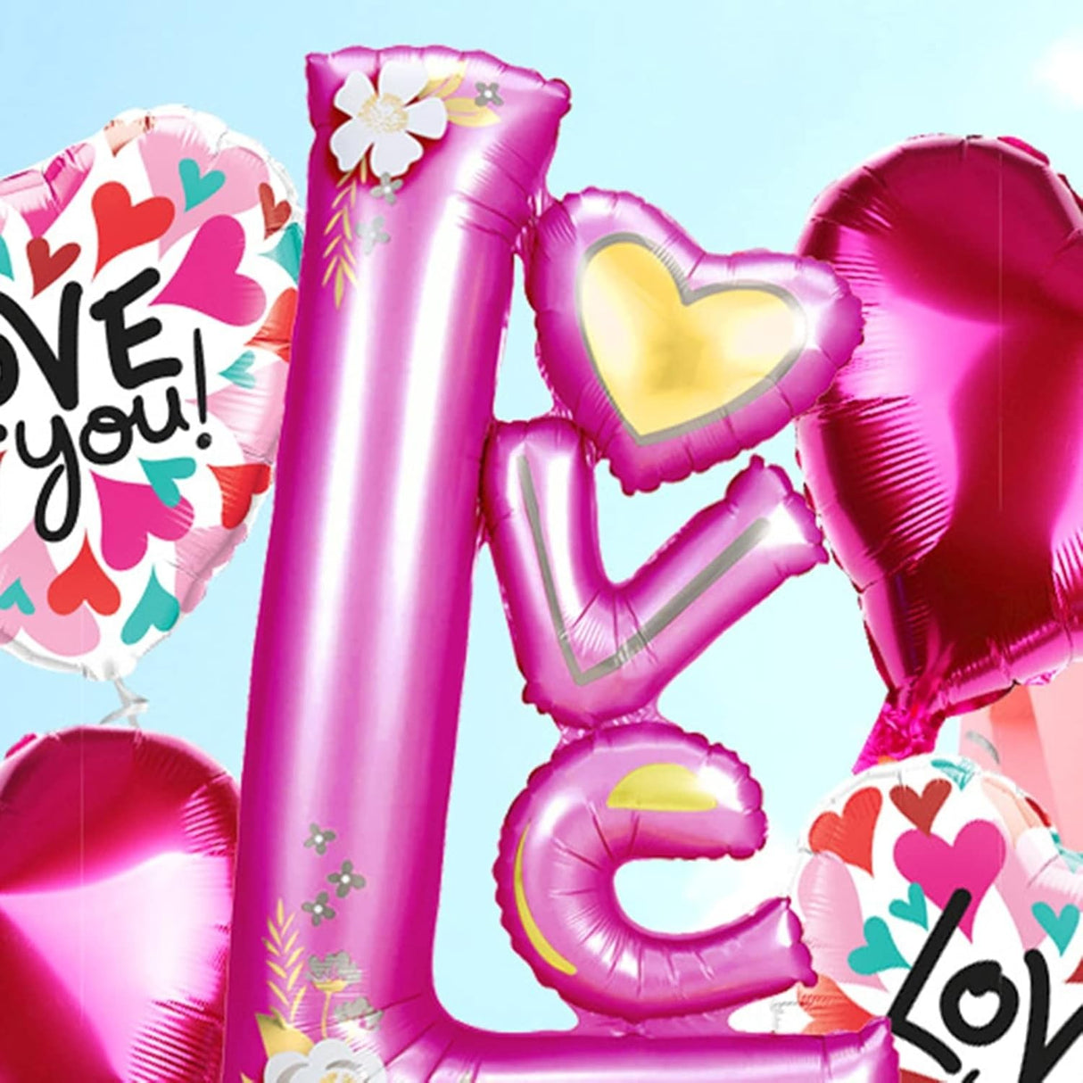 Balon din Folie Metalizata, Vivimall, Figurine, Model LOVE, Tematica Iubire, 110x64 cm, Ambalaj Individual, Pai Inclus, Umflare cu Aer sau Heliu, Mov - vivimall.ro