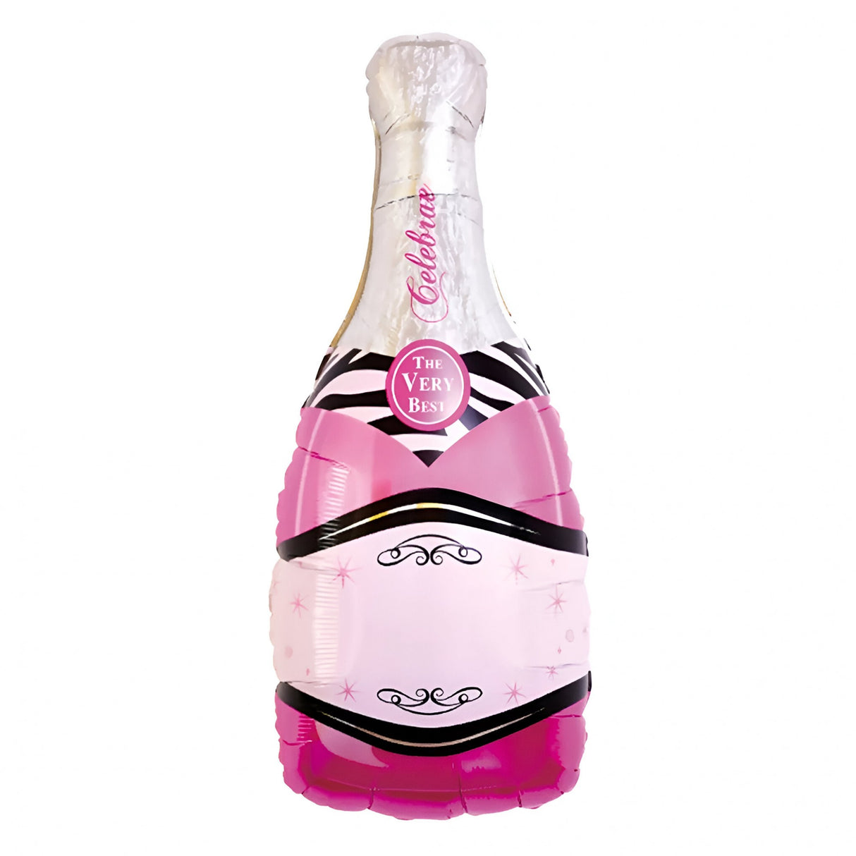 Balon din Folie Metalizata, Vivimall, Figurine, Model Sticla de Sampanie, 49x100 cm, Ambalaj Individual, Pai Inclus, Umflare cu Aer sau Heliu, Mov - vivimall.ro