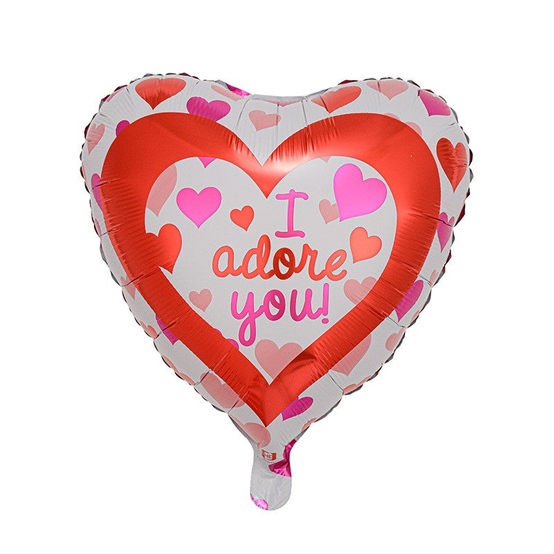 Balon din Folie Metalizată, Vivimall, Forma de Inima, Model I Adore you, 45cm, Ambalaj Individual, Pai inclus, Umflare cu Aer sau Heliu, Rosu - vivimall.ro