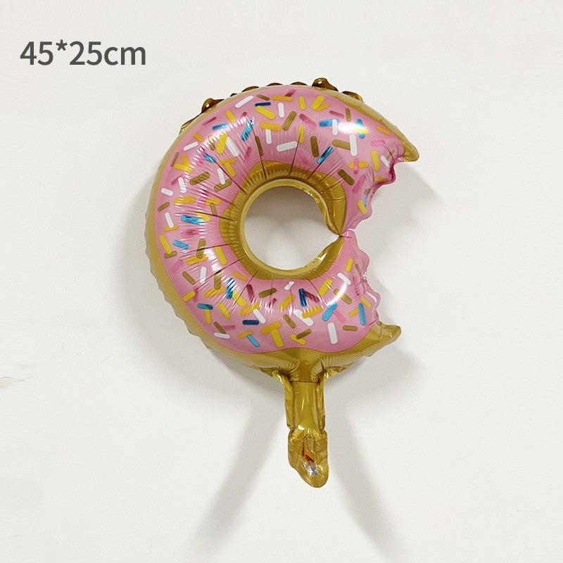 Balon din Folie Metalizata, Vivimall, Mini Figurine Dulciuri, Model Gogoasa Muscata, Tematica Aniversare, 45x25 cm, Ambalaj Individual, Pai Inclus, Umflare cu Aer sau Heliu, Multicolor - vivimall.ro