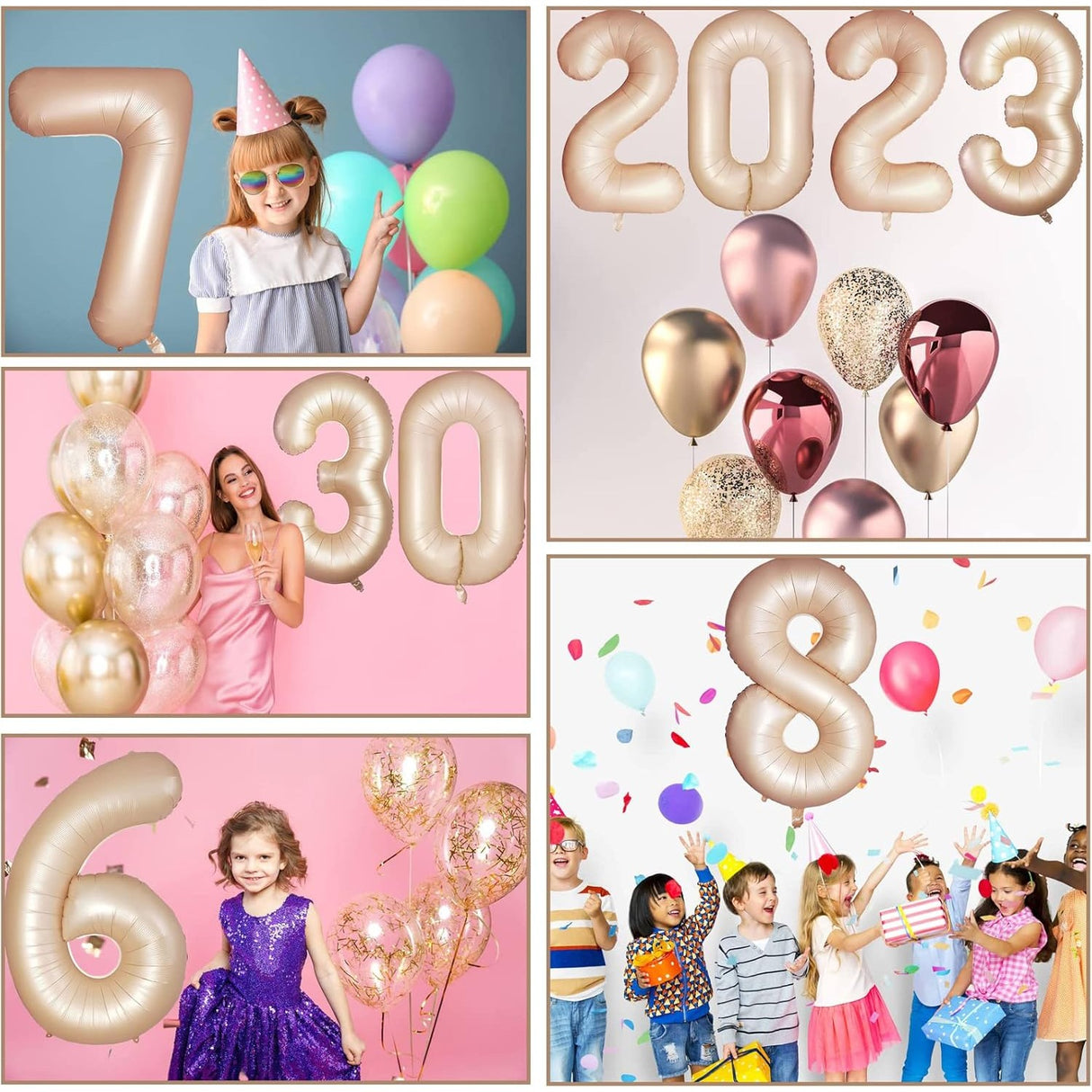 Balon din Folie Metalizata, Vivimall, Figurina Cifra, Model 9, Tema Aniversare 100 cm, Ambalaj Individual, Pai Inclus, Umflare cu Aer sau Heliu, Crem - vivimall.ro