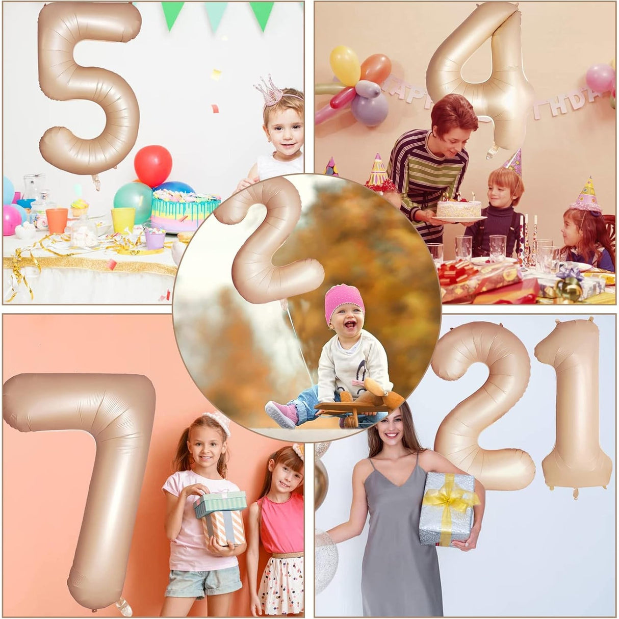 Balon din Folie Metalizata, Vivimall, Figurina Cifra, Model 9, Tema Aniversare 100 cm, Ambalaj Individual, Pai Inclus, Umflare cu Aer sau Heliu, Crem - vivimall.ro