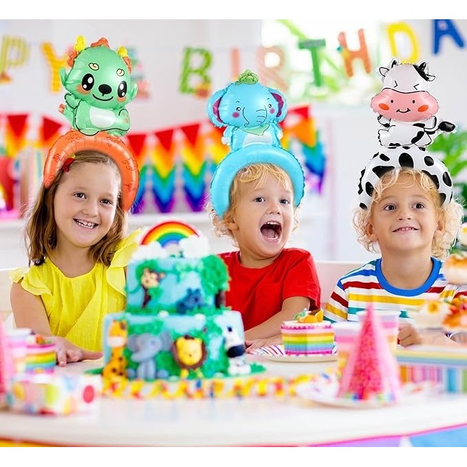 Balon din Folie Metalizata, Vivimall, Tip Coronita, Model Elefant, Ambalaj Individual, Pai Inclus, Umflare cu Aer sau Heliu, 47 x 27 cm, Albastru - vivimall.ro