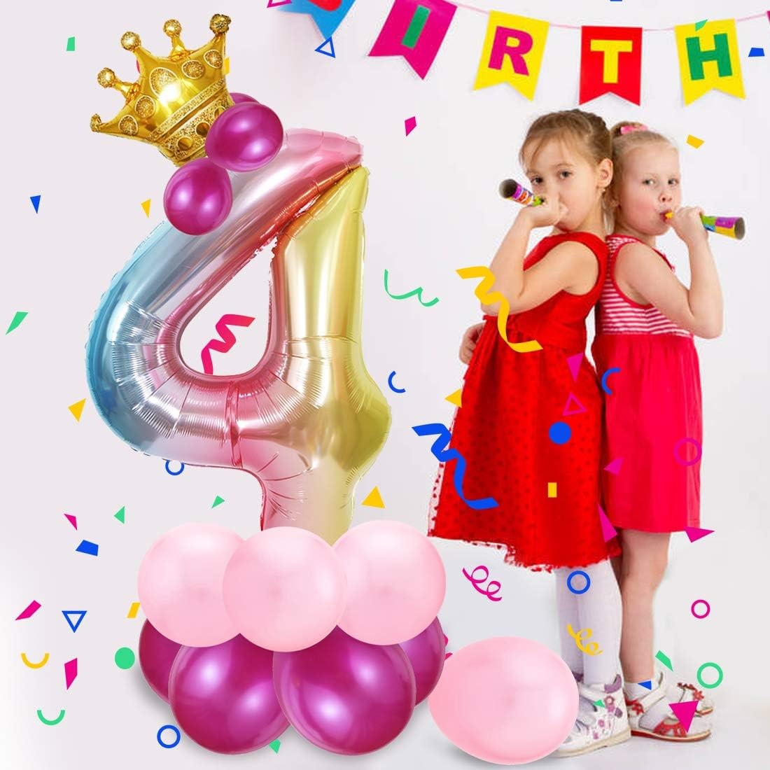 Balon din Folie Metalizata Gradient Vivimall, Figurina Cifra, Tema Aniversare 100 cm, Ambalaj Individual, Pai inclus, Umflare cu Aer sau Heliu, Multicolor, Cifra 4 - vivimall.ro