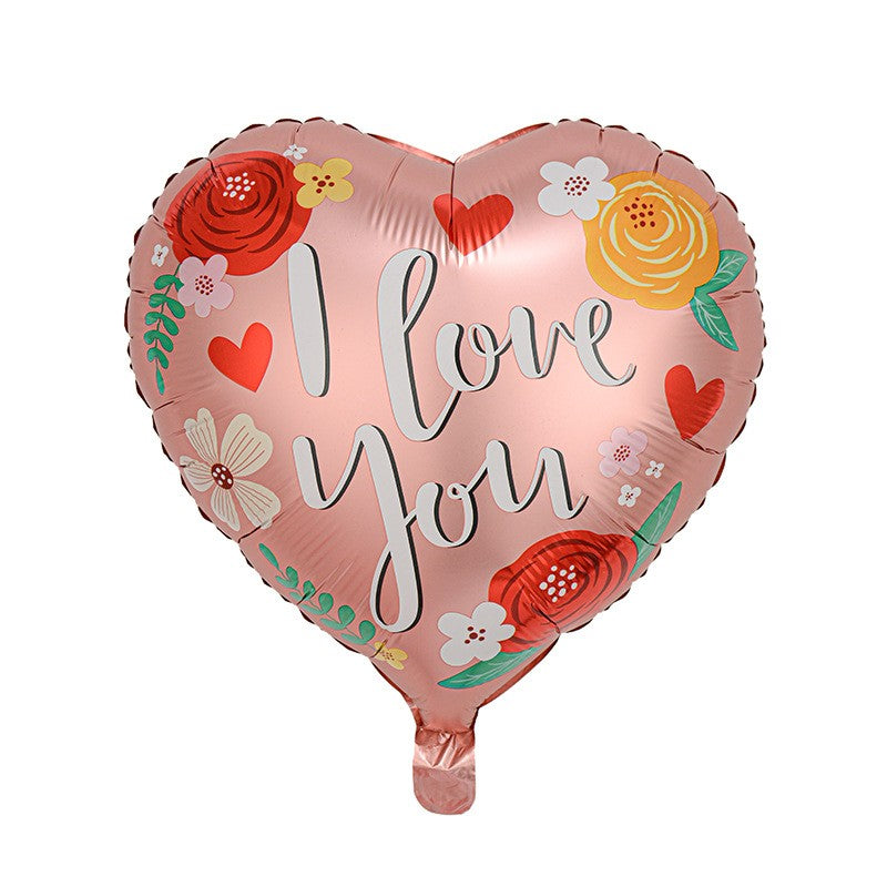 Balon din Folie Metalizata, Vivimall, Figurina Inimioara, Model I LOVE YOU, Tematica Iubire, 45 cm, Ambalaj Individual, Pai Inclus, Umflare cu Aer sau Heliu, Rosu Multicolor - vivimall.ro