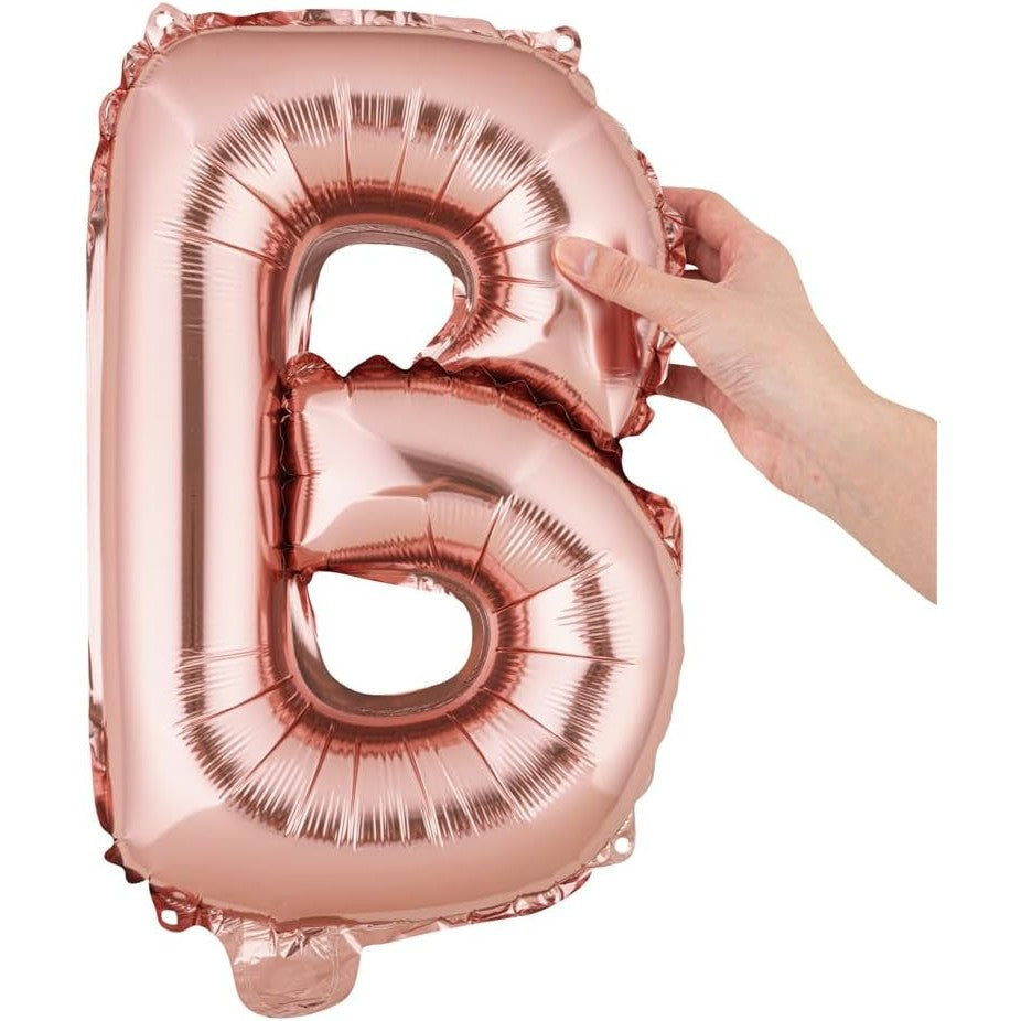 Balon Folie Metalizata Litera B, Vivimall, 40 cm, Umflati cu Heliu sau Aer, Ambalaj Individual, Pai inclus, Rose Gold - vivimall.ro