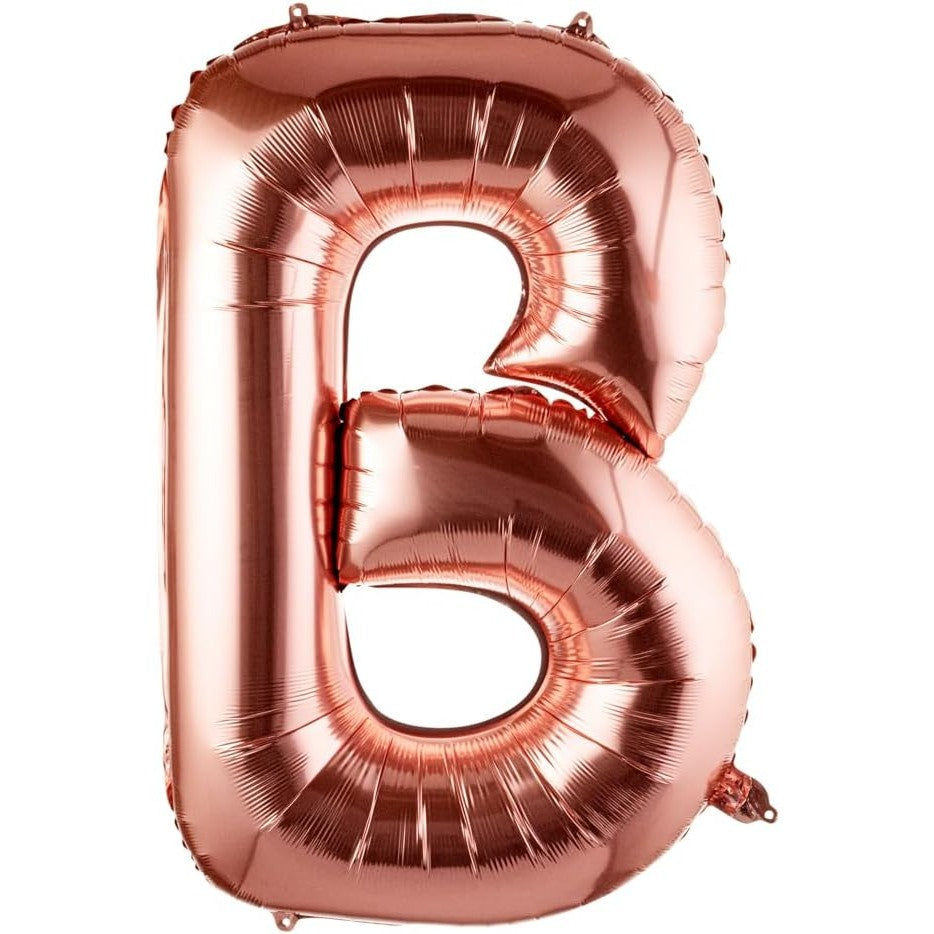 Balon Folie Metalizata Litera B, Vivimall, 80 cm, Umflati cu Heliu sau Aer, Ambalaj Individual, Pai inclus, Rose Gold - vivimall.ro