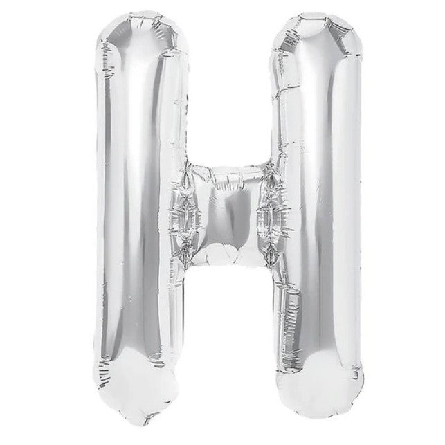 Balon Folie Metalizata Litera H, Vivimall, 80 cm, Umflati cu Heliu sau Aer, Ambalaj Individual, Pai inclus, Argintiu - vivimall.ro