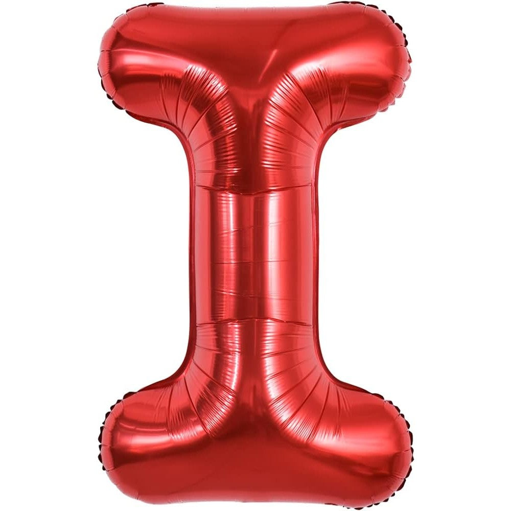 Balon Folie Metalizata Litera I, Vivimall, 40 cm, Umflati cu Heliu sau Aer, Ambalaj Individual, Pai inclus, Rosu - vivimall.ro