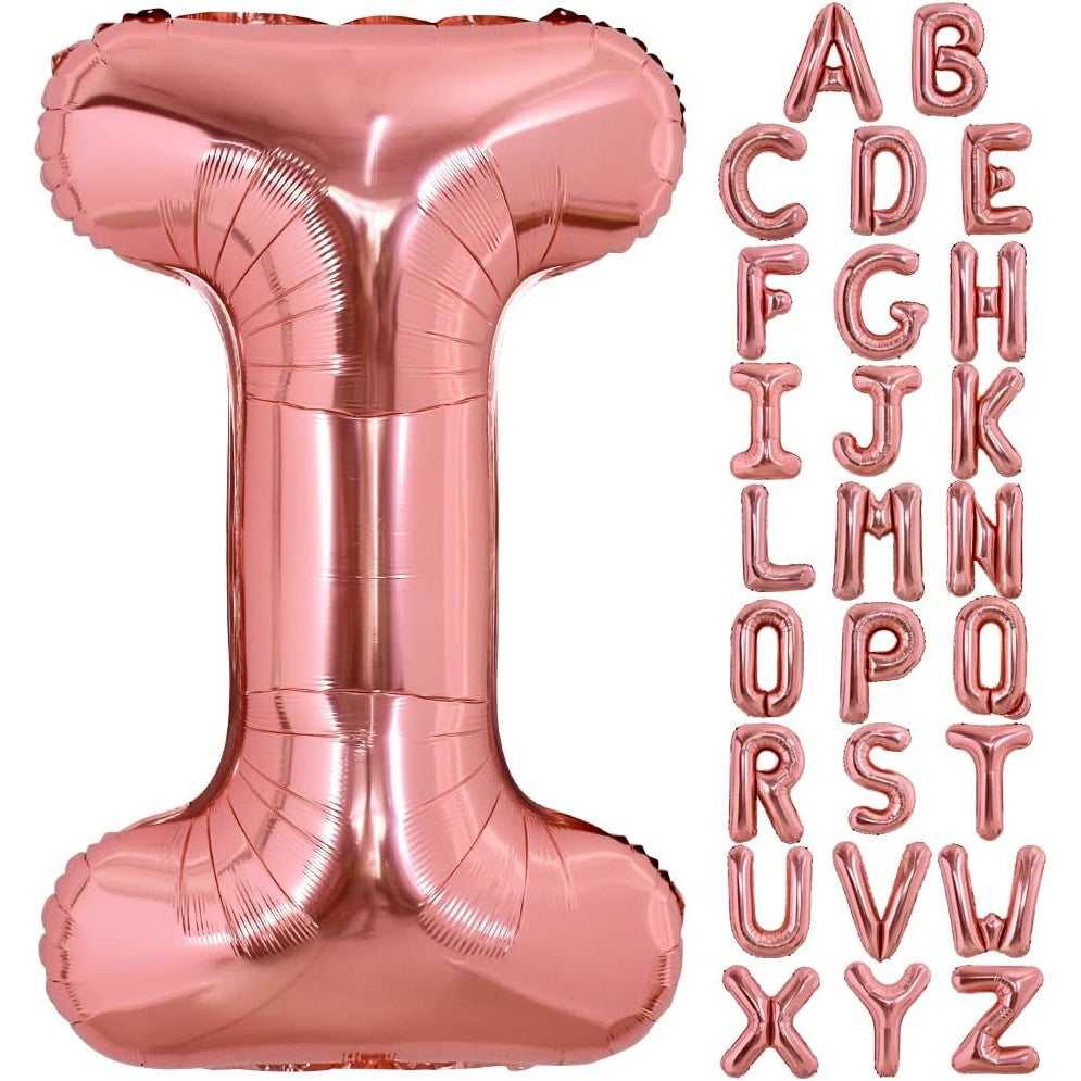 Balon Folie Metalizata Litera I, Vivimall, 80 cm, Umflati cu Heliu sau Aer, Ambalaj Individual, Pai inclus, Rose Gold - vivimall.ro