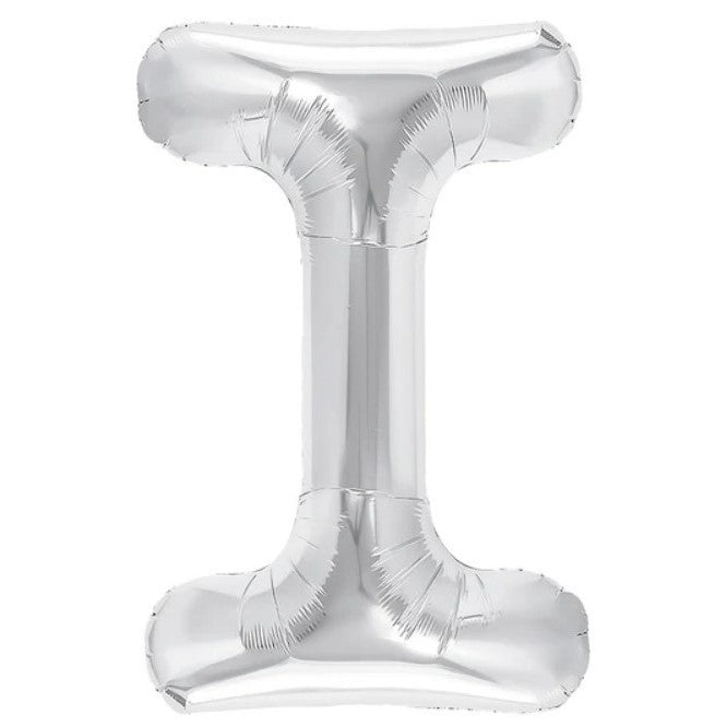 Balon Folie Metalizata Litera I, Vivimall, 80 cm, Umflati cu Heliu sau Aer, Ambalaj Individual, Pai inclus, Argintiu - vivimall.ro