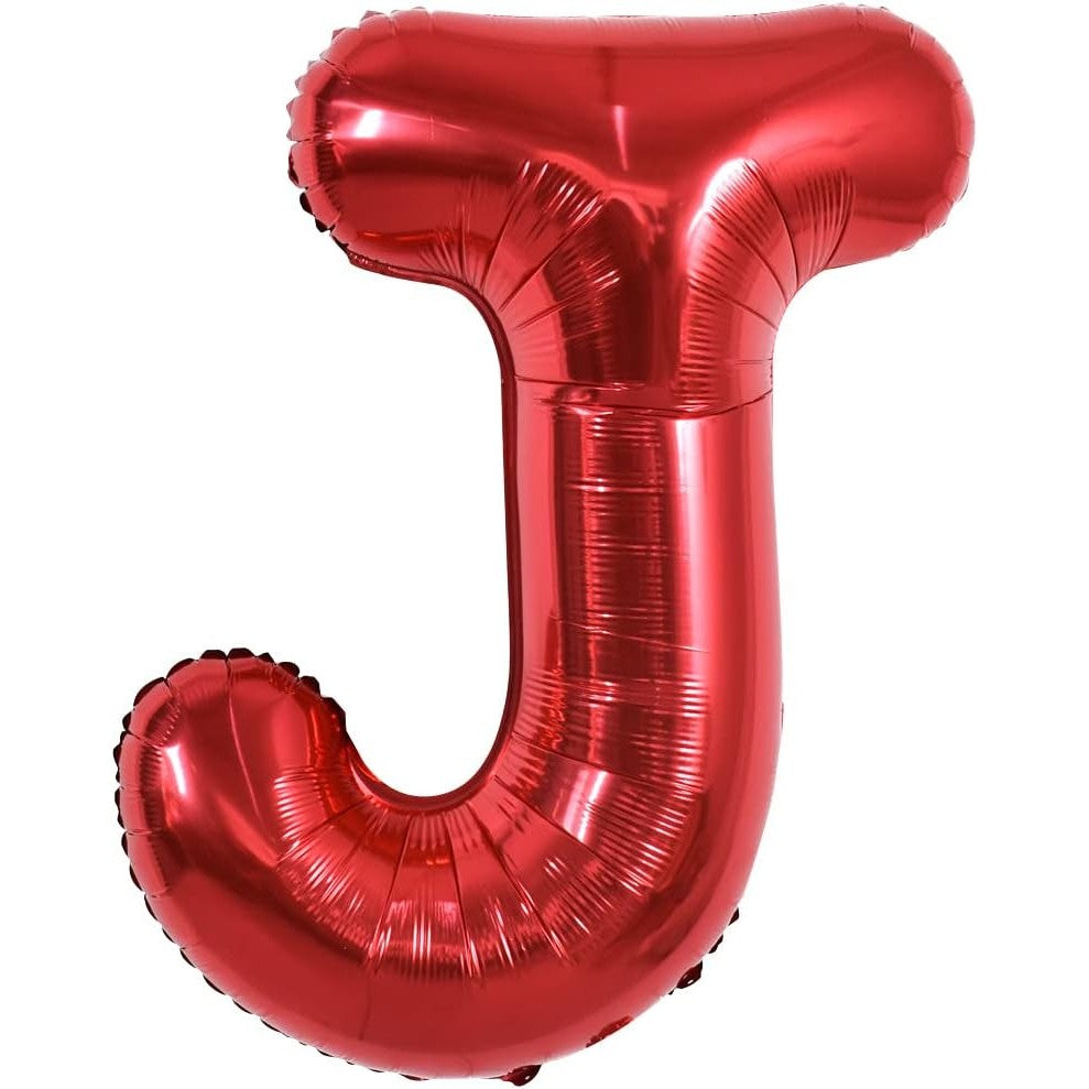 Balon Folie Metalizata Litera J, Vivimall, 40 cm, Umflati cu Heliu sau Aer, Ambalaj Individual, Pai inclus, Rosu - vivimall.ro