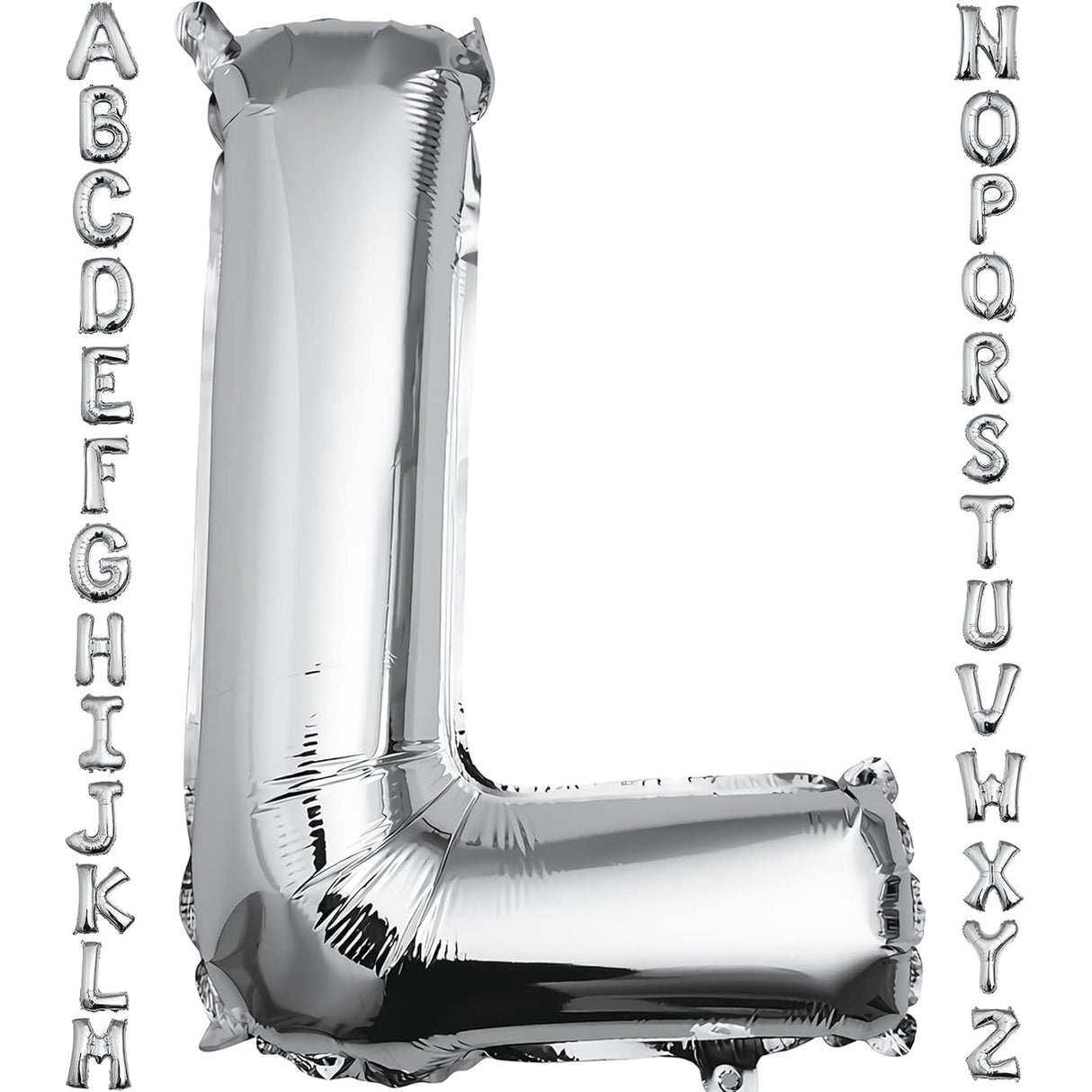 Balon Folie Metalizata Litera L, Vivimall, 80 cm, Umflati cu Heliu sau Aer, Ambalaj Individual, Pai inclus, Argintiu - vivimall.ro