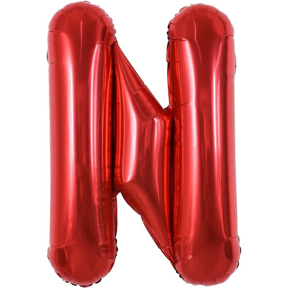 Balon Folie Metalizata Litera N, Vivimall, 40 cm, Umflati cu Heliu sau Aer, Ambalaj Individual, Pai inclus, Rosu - vivimall.ro