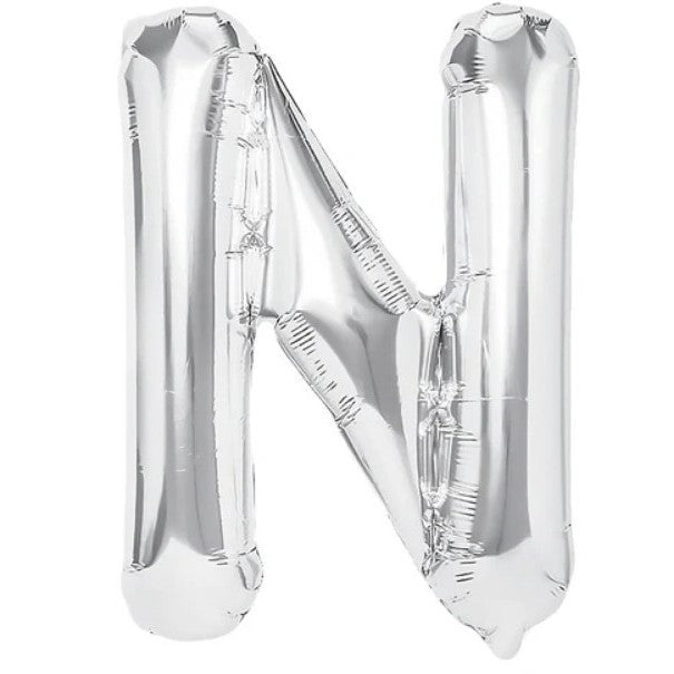 Balon Folie Metalizata Litera N, Vivimall, 80 cm, Umflati cu Heliu sau Aer, Ambalaj Individual, Pai inclus, Argintiu - vivimall.ro