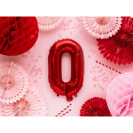 Balon Folie Metalizata Litera O, Vivimall, 40 cm, Umflati cu Heliu sau Aer, Ambalaj Individual, Pai inclus, Rosu - vivimall.ro