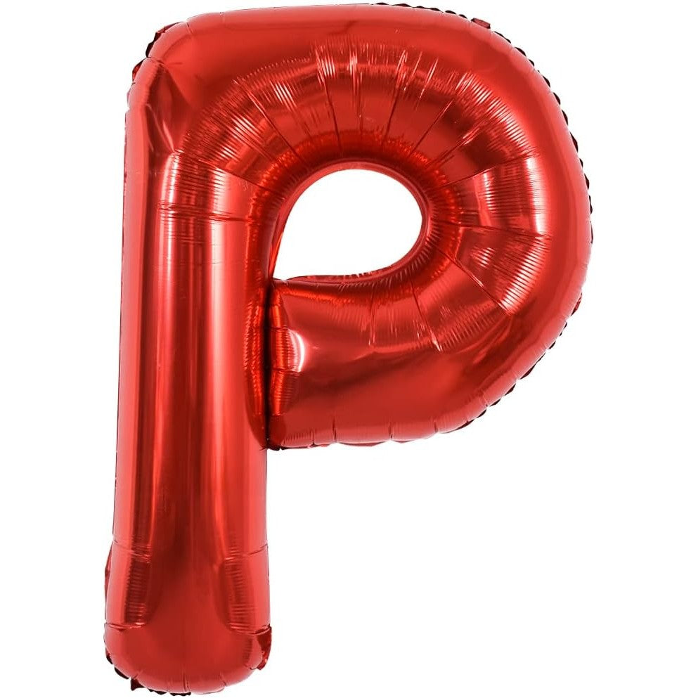 Balon Folie Metalizata Litera P, Vivimall, 40 cm, Umflati cu Heliu sau Aer, Ambalaj Individual, Pai inclus, Rosu - vivimall.ro
