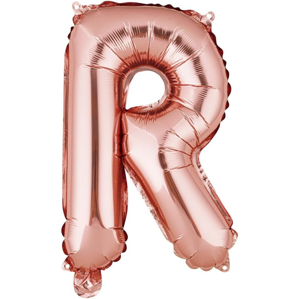 Balon Folie Metalizata Litera R, Vivimall, 40 cm, Umflati cu Heliu sau Aer, Ambalaj Individual, Pai inclus, Rose Gold - vivimall.ro
