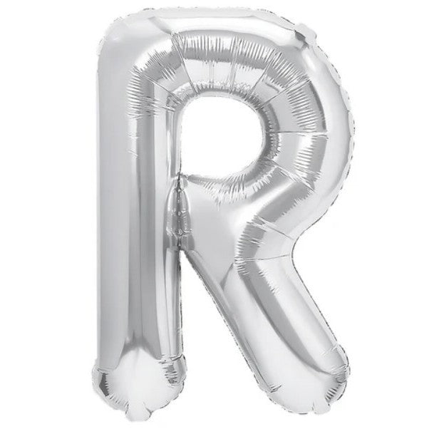 Balon Folie Metalizata Litera R, Vivimall, 80 cm, Umflati cu Heliu sau Aer, Ambalaj Individual, Pai inclus, Argintiu - vivimall.ro