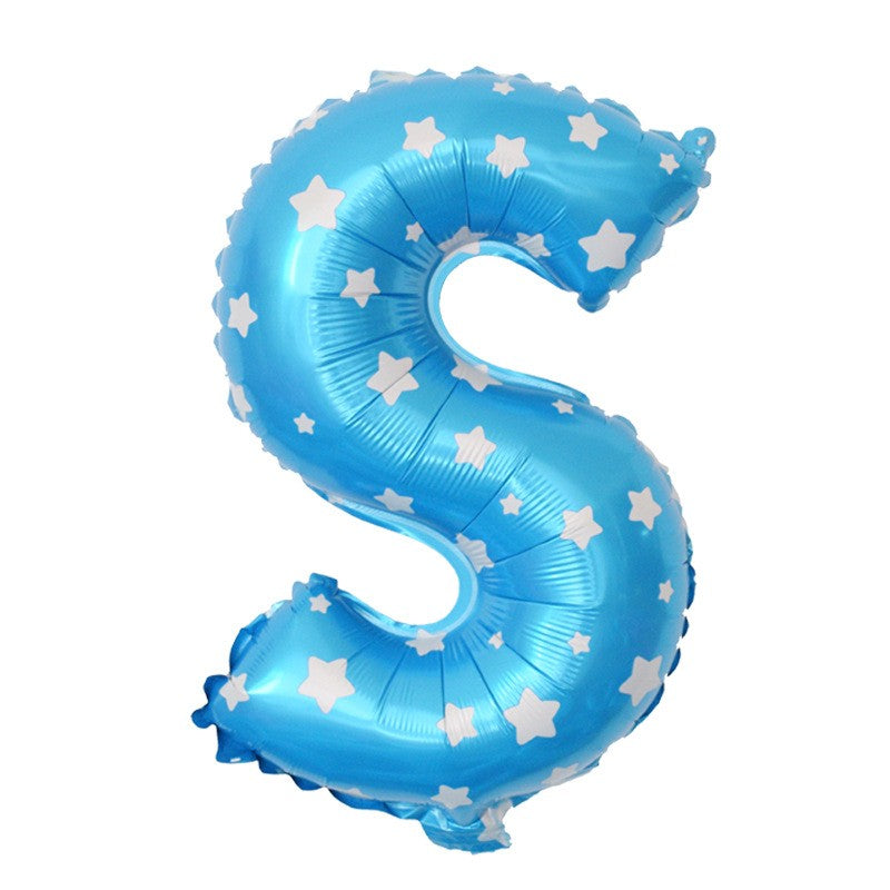 Balon Folie Metalizata Litera S, Vivimall, 40 cm, Cu Imprimeu Stelute, Umflati cu Heliu sau Aer, Ambalaj Individual, Pai inclus, Albastru - vivimall.ro