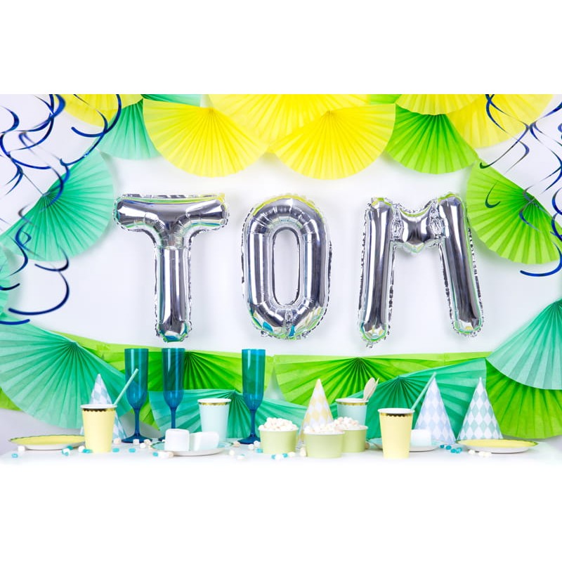 Balon Folie Metalizata Litera T, Vivimall, 80 cm, Umflati cu Heliu sau Aer, Ambalaj Individual, Pai inclus, Argintiu - vivimall.ro