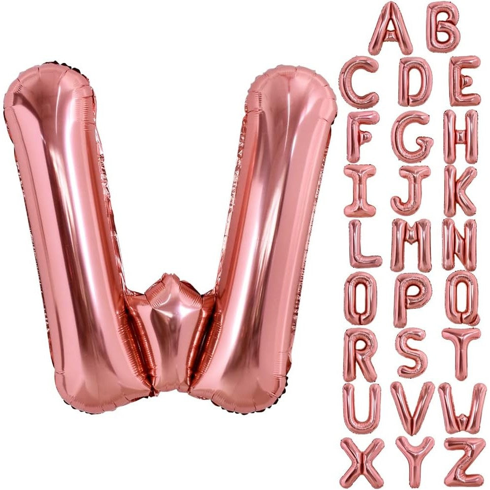 Balon Folie Metalizata Litera W, Vivimall, 100 cm, Umflati cu Heliu sau Aer, Ambalaj Individual, Pai inclus, Rose Gold - vivimall.ro