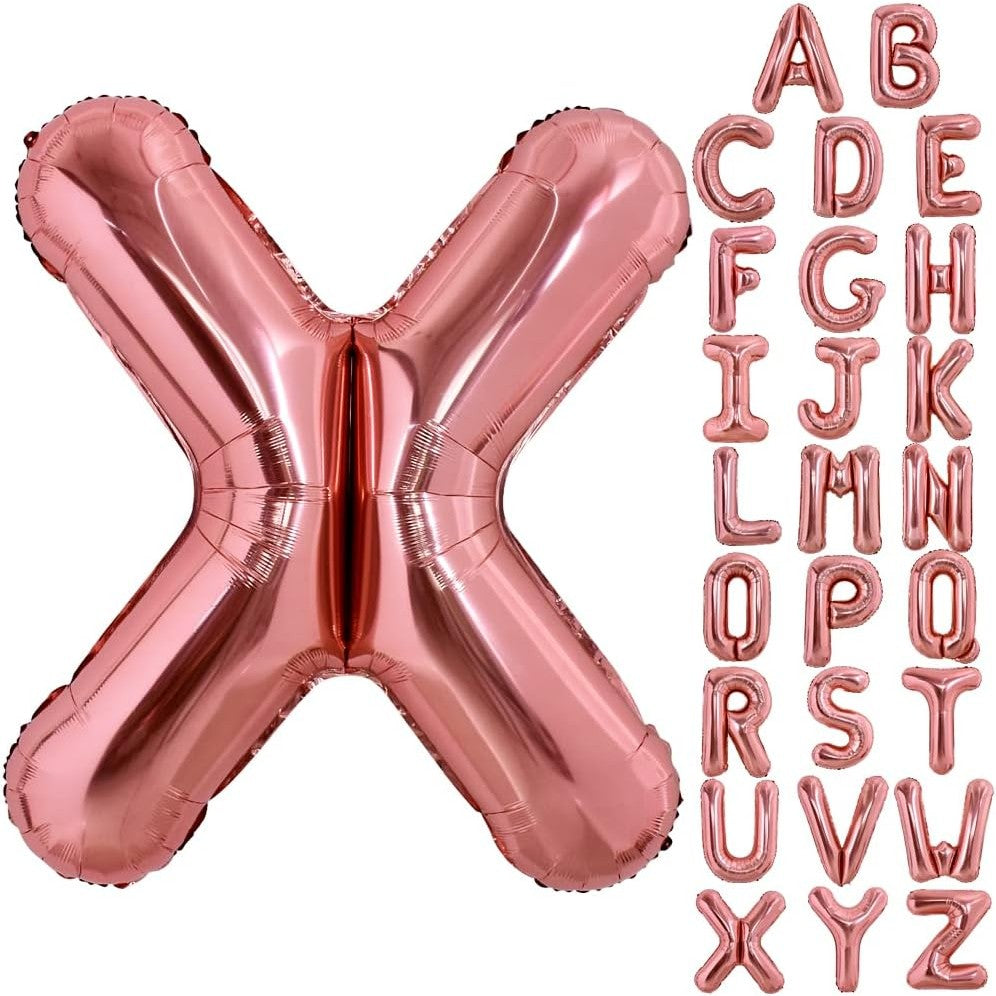 Balon Folie Metalizata Litera X, Vivimall, 100 cm, Umflati cu Heliu sau Aer, Ambalaj Individual, Pai inclus, Rose Gold - vivimall.ro
