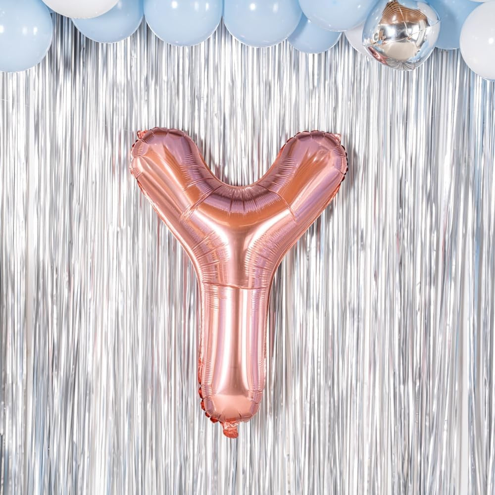 Balon Folie Metalizata Litera Y, Vivimall, 100 cm, Umflati cu Heliu sau Aer, Ambalaj Individual, Pai inclus, Rose Gold - vivimall.ro