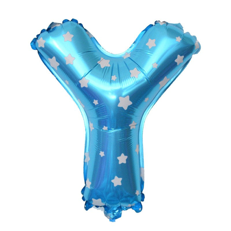 Balon Folie Metalizata Litera Y, Vivimall, 40 cm, Cu Imprimeu Stelute, Umflati cu Heliu sau Aer, Ambalaj Individual, Pai inclus, Albastru - vivimall.ro