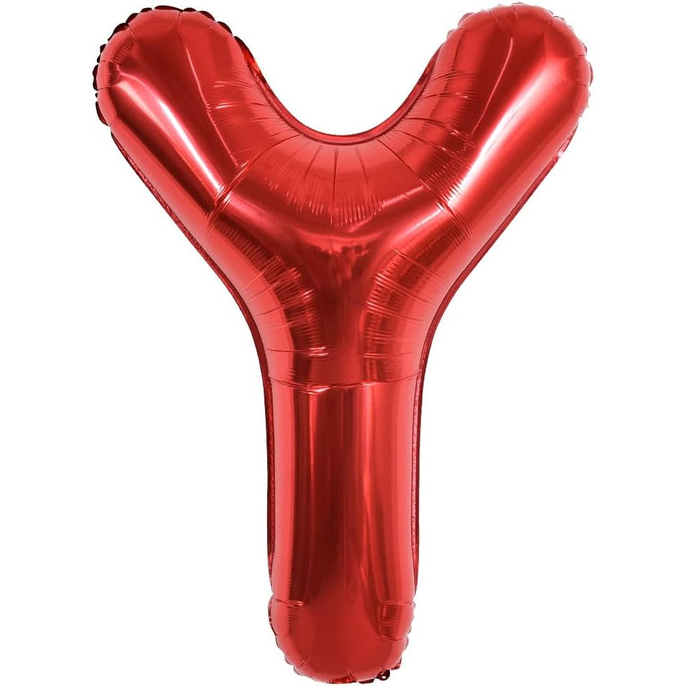 Balon Folie Metalizata Litera Y, Vivimall, 40 cm, Umflati cu Heliu sau Aer, Ambalaj Individual, Pai inclus, Rosu - vivimall.ro