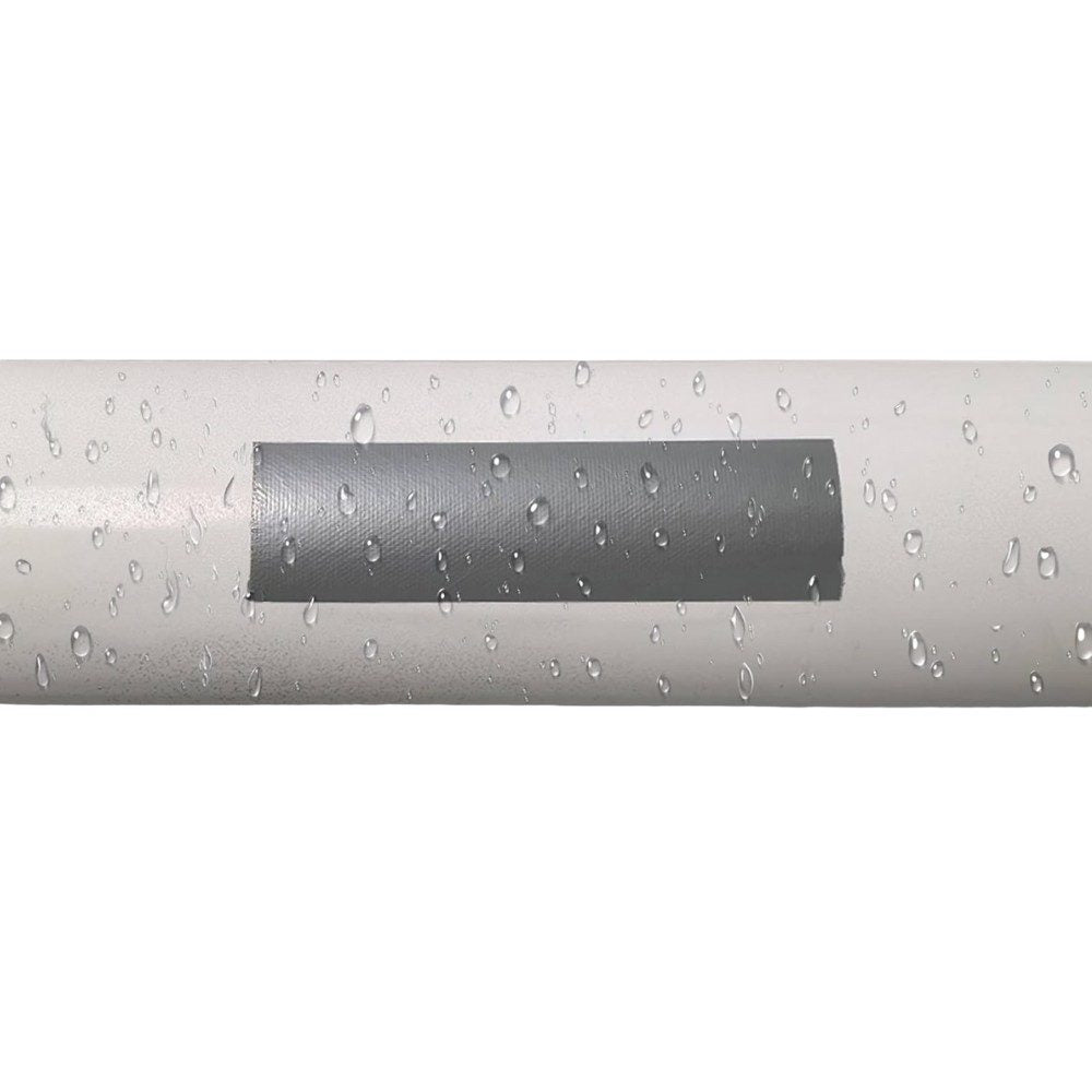 Rolă bandă adezivă aluminiu Flippy 50 m, aplicare pe conductă HVAC, vedere laterală