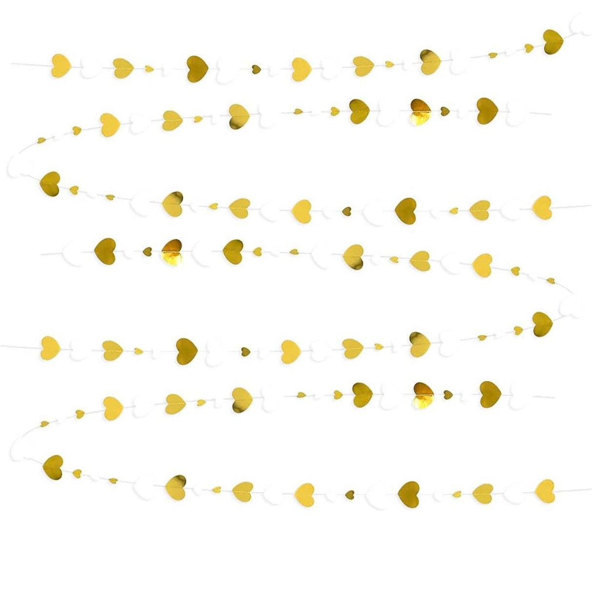 Banner cu Inimioare, Vivimall, Tip Franjuri, 4 m, Rola de Ata Inclusa, Auriu/Alb - vivimall.ro