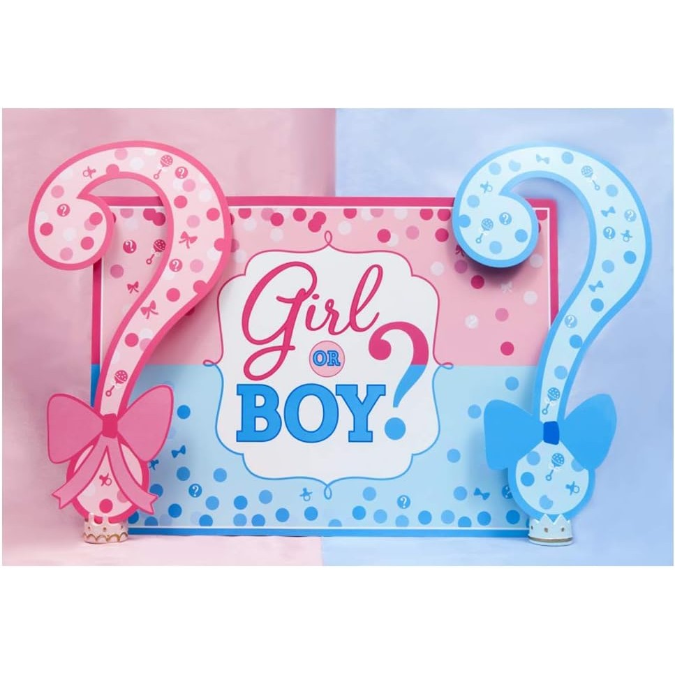 Banner pentru Petrecere, Vivimall, Model Girl or Boy, Tematica Gender Reveal, 150 x 100 cm, Albastru Roz - vivimall.ro