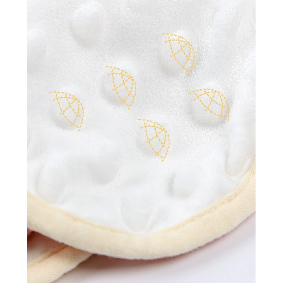 Baveta Tip Floare, Vivimall, din Bumbac, pentru Copii 0-12 Luni, Rezistenta la apa, cu Capse, Model cu Ursuleti, 26 x 29 cm, Crem - vivimall.ro