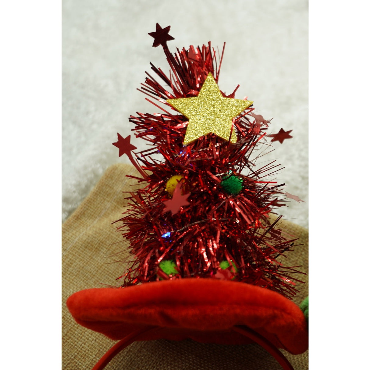 Bentita/cerc brad de Craciun, culoare rosie, marime standard, Vivimall - vivimall.ro