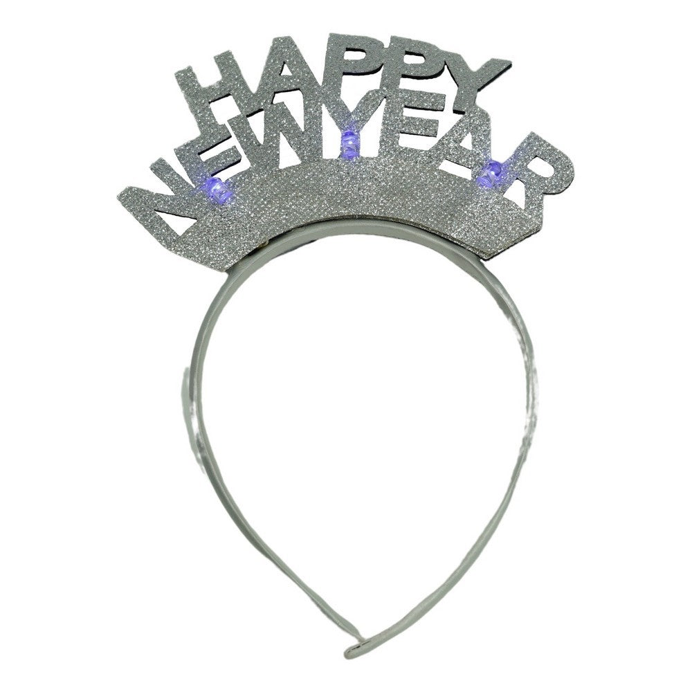 Bentita/cerc Happy Newyear, culoare gri metalic, marime standard, Vivimall - vivimall.ro