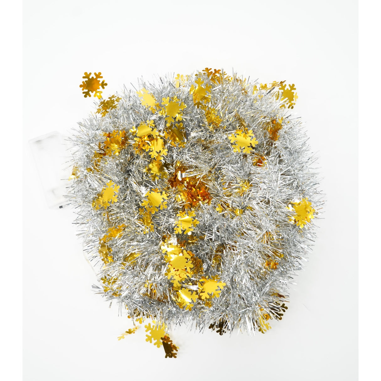 Beteala Craciun cu LED, Aurie, model cu fulgi de nea, 2 m x 5 cm, PVC, Sir, Artificiala, Vivimall - vivimall.ro