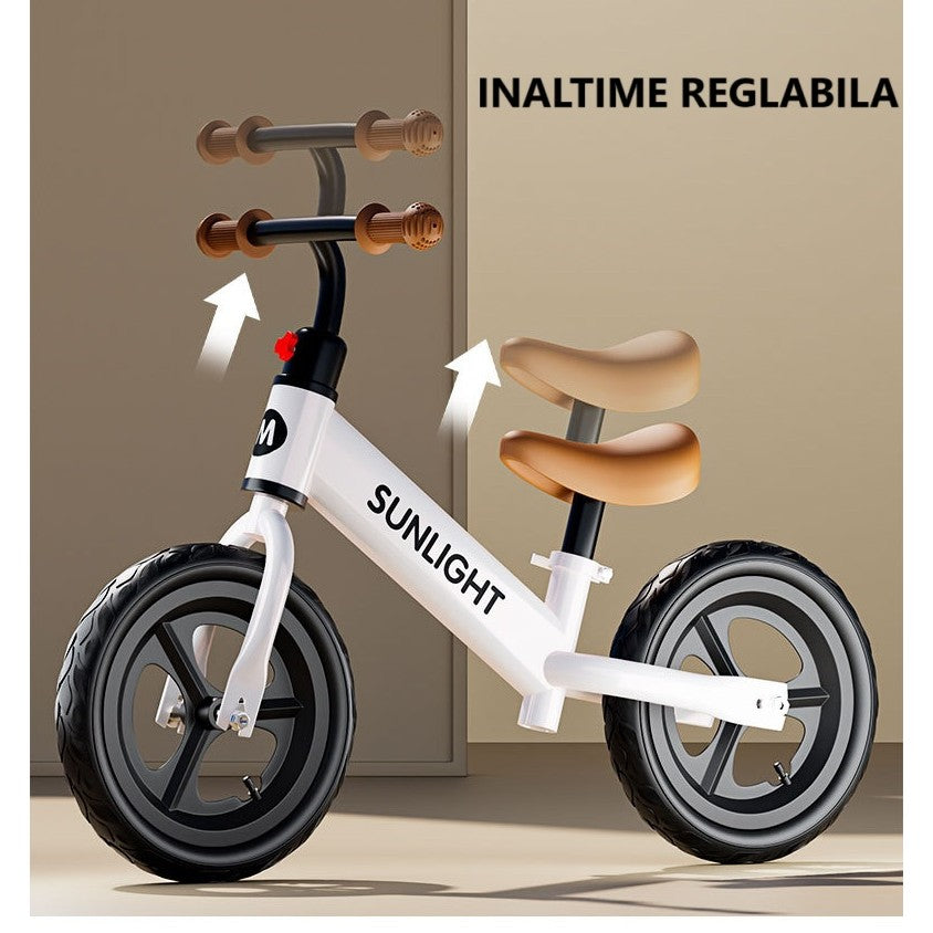 Bicicleta de Echilibru, Pentru Copii, Vivimall, Fara Pedale, Cu Doua Roti, 2-6 Ani, Inaltime Reglabila, 82 x 55 x 45 cm, Alb - vivimall.ro