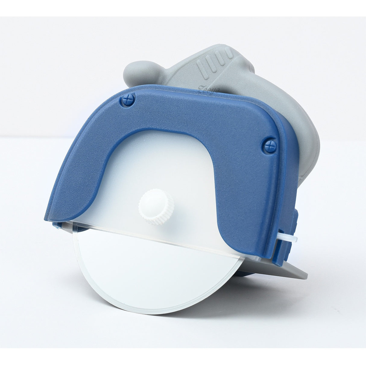 Cutit circular pentru pizza Vivimall, 11.5 x 12.5 cm, otel inoxidabil si plastic, capc protectie lama, albastru - vivimall.ro