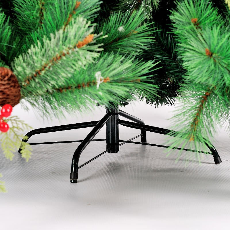 Brad Artificial de Craciun Bogat, Decorat cu Conuri Pin Rosii, pentru Interior/Exterior, Inaltime 120 cm, Vivimall, Verde, suport metalic inclus - vivimall.ro