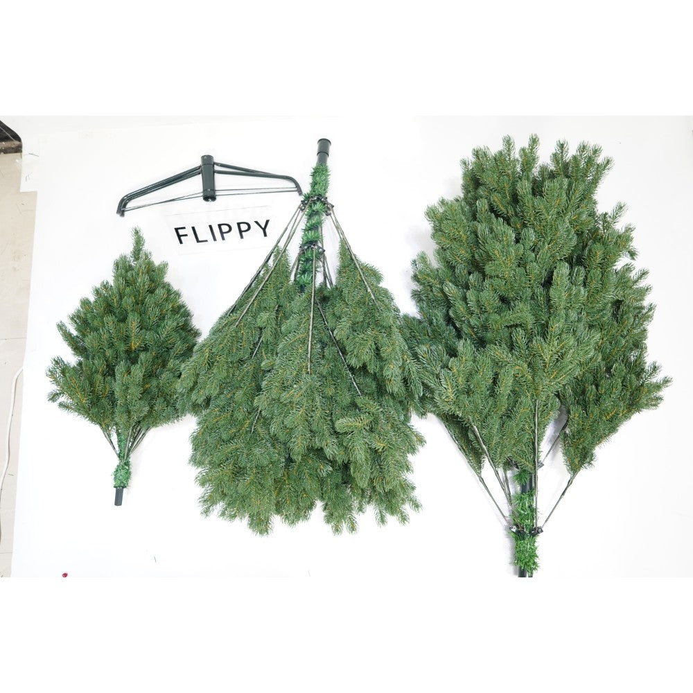 Brad artificial de Craciun, clasic bogat, pentru interior/exterior, inaltime 150 cm, 390 ramuri bogate, Flippy, verde, suport metalic inclus - vivimall.ro