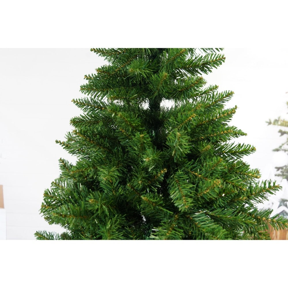 Brad artificial de Craciun, clasic, pentru interior/exterior, inaltime 210 cm, diametru 125 cm, 957 ramuri, Vivimall, verde, suport metalic inclus - vivimall.ro