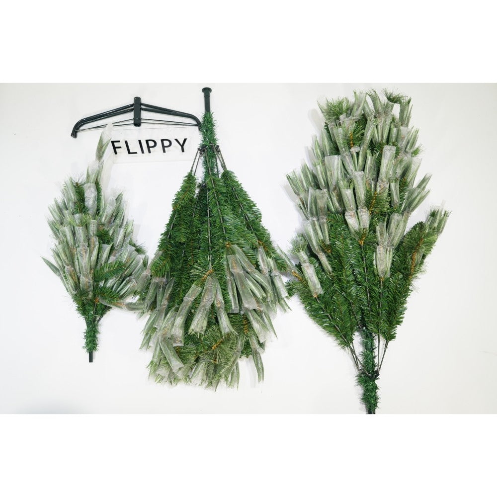 Brad artificial de Craciun tip pin, pentru interior/exterior, inaltime 210 cm, diametru 125 cm, 980 ramuri, Vivimall, verde, suport metalic inclus - vivimall.ro