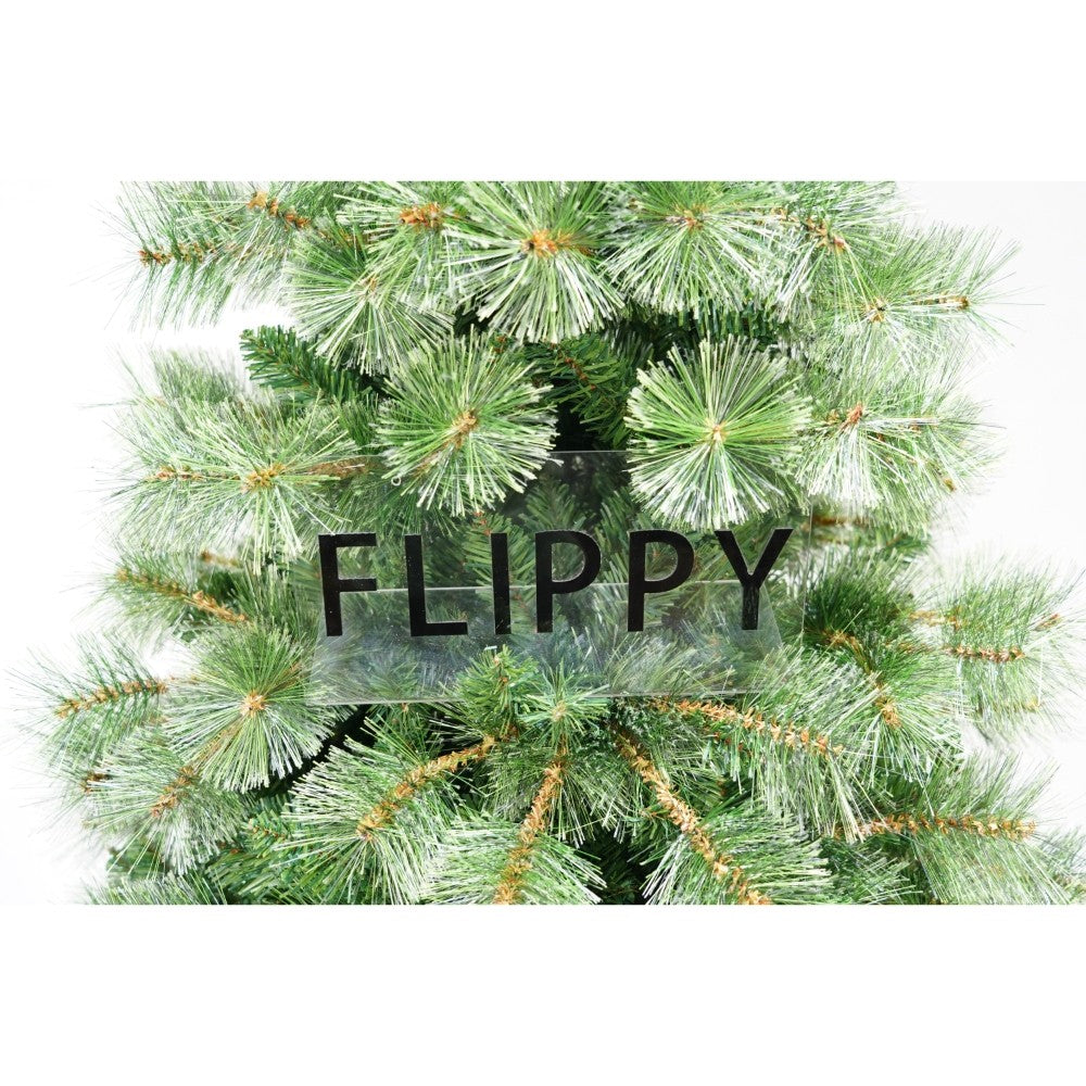 Brad artificial de Craciun tip pin, pentru interior/exterior, inaltime 210 cm, diametru 125 cm, 980 ramuri, Vivimall, verde, suport metalic inclus - vivimall.ro