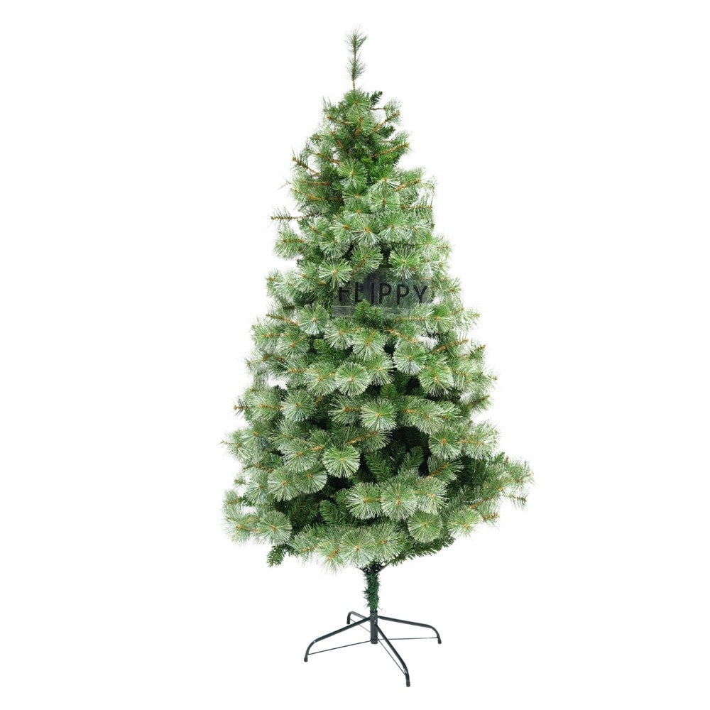 Brad artificial de Craciun tip pin, Bogat Premium, inaltime 240 cm, 1420 ramuri, Vivimall, verde, suport metalic inclus - vivimall.ro